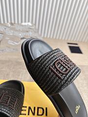 Colestore Fendi Flat Woven Embroidered Logo Slides Black - 5