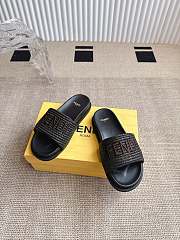 Colestore Fendi Flat Woven Embroidered Logo Slides Black - 2
