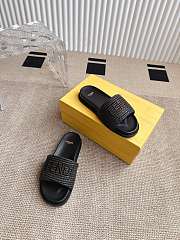 Colestore Fendi Flat Woven Embroidered Logo Slides Black - 4