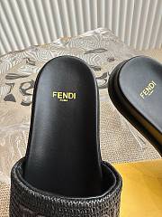 Colestore Fendi Flat Woven Embroidered Logo Slides Black - 3