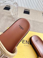 Colestore Fendi Flat Woven Embroidered Logo Slides Natural - 3