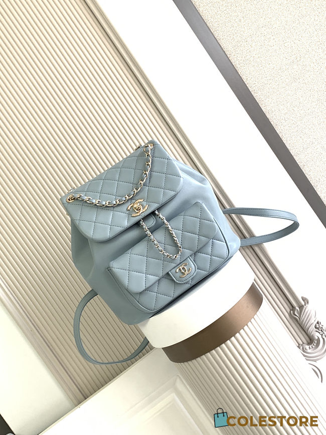 Colestore Chanel Duma Leather Backpack in Haze Blue 22x25x18cm - 1