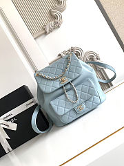 Colestore Chanel Duma Leather Backpack in Haze Blue 22x25x18cm - 3