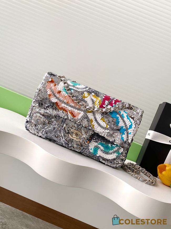 Colestore Chanel Classic 11.12 Handbag Silver & Multicolour 15.5 x 25.5 x 6.5cm - 1