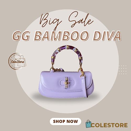 Colestore Gucci Bamboo Diva Purple Medium Bag 26.6x13x8 cm - 1