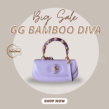 Colestore Gucci Bamboo Diva Purple Medium Bag 26.6x13x8 cm