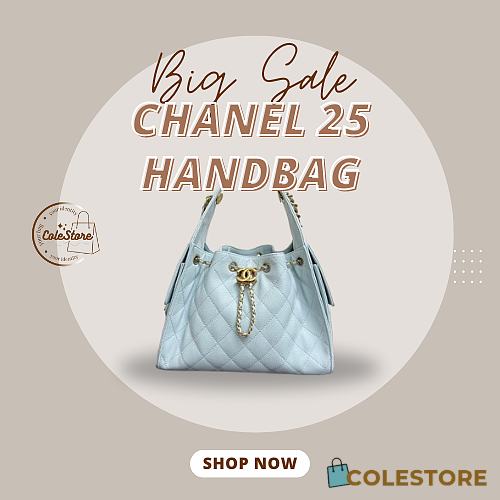 Colestore Chanel 25 Small Handbag Grained Calfskin & Gold-Tone Metal Blue 30x26x14cm - 1