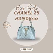 Colestore Chanel 25 Small Handbag Grained Calfskin & Gold-Tone Metal Blue 30x26x14cm - 1