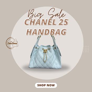 Colestore Chanel 25 Small Handbag Grained Calfskin & Gold-Tone Metal Blue 30x26x14cm
