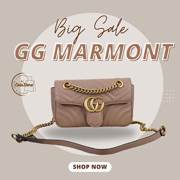 Gucci Marmont Matelassé Leather Pink 22x14x6 cm