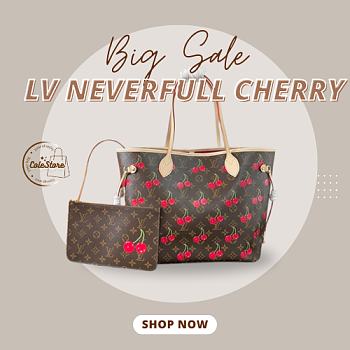 Colestore Louis Vuitton LV x TM Neverfull MM Monogram Cherry Coated Canvas