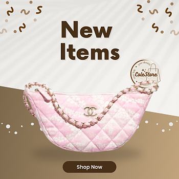 Colestore Chanel CoCo Beach Large Hobo Bag, Printed denim & Gold-tone Metal, White & Pink
