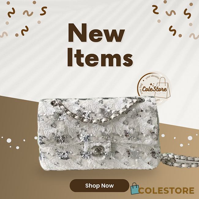 Colestore Chanel Classic 11.12 Handbag White and Silvery 15.5 x 25.5 x 6.5cm - 1