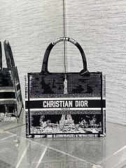 Colestore Dior Medium Dior Book Tote Black and White Paris Embroidery 26x8x22cm - 1