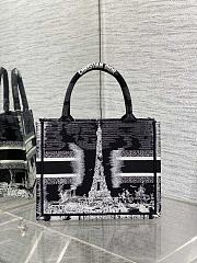 Colestore Dior Medium Dior Book Tote Black and White Paris Embroidery 26x8x22cm - 3