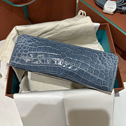 Colestore Loro Piana Extra Pocket L19 Crocodile Blue 19x7x12cm - 6