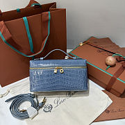 Colestore Loro Piana Extra Pocket L19 Crocodile Blue 19x7x12cm - 3