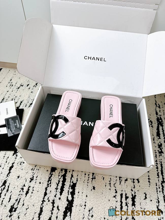 Colestore Chanel Pink Flat Slides  - 1