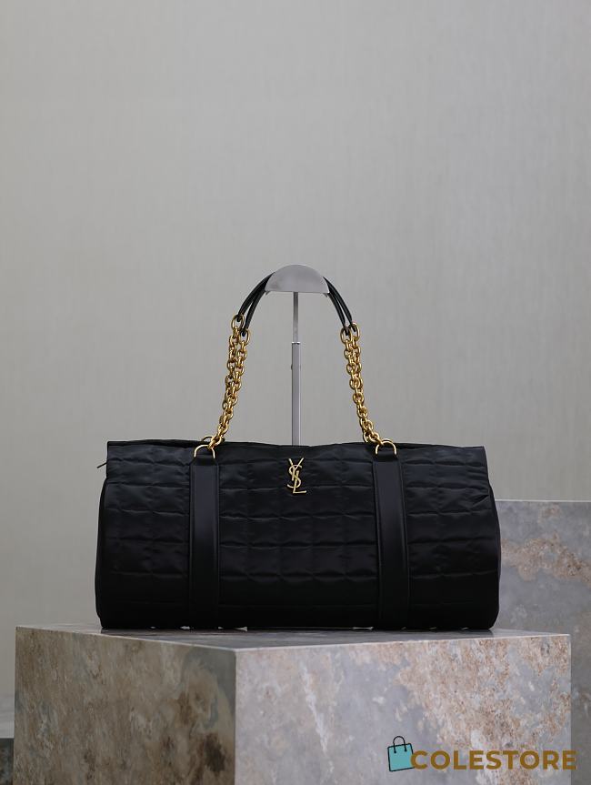 Colestore YSL Saint Laurent Gloria Quilted Satchel Bag Black 42×18×18cm - 1