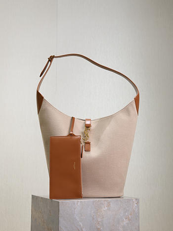 Colestore YSL Saint Laurent Le 5 A 7 Hobo Bag in Desert Dust & Brick 26×31.5×13.5cm