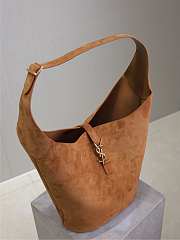 Colestore YSL Saint Laurent Le 5 A 7 Hobo Bag in Bronze Brown Suede 26×31.5×13.5cm - 4