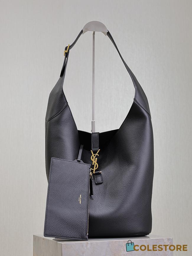 Colestore YSL Saint Laurent Le 5 A 7 Hobo Bag in Grained Leather Black 26×31.5×13.5cm - 1