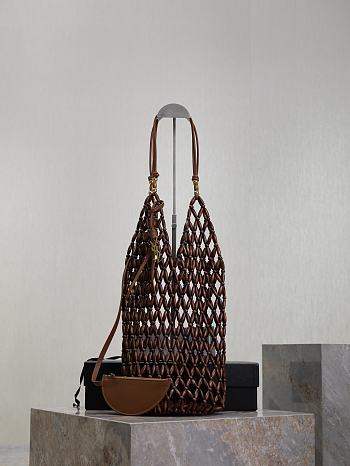 Colestore YSL Saint Laurent Wood Beads Supple Bucket Brown Bag 14×43×14cm