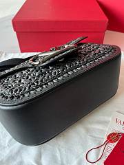 Colestore Valentino Garavani Alltime Woven Leather Shoulder Handbag Black 23.5x18x8cm - 4