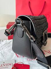 Colestore Valentino Garavani Alltime Woven Leather Shoulder Handbag Black 23.5x18x8cm - 3