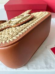 Colestore Valentino Garavani Alltime Woven Leather Shoulder Handbag Natural 23.5x18x8cm - 5