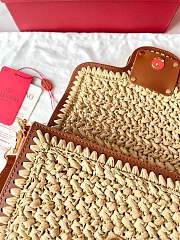 Colestore Valentino Garavani Alltime Woven Leather Shoulder Handbag Natural 23.5x18x8cm - 4