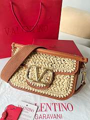 Colestore Valentino Garavani Alltime Woven Leather Shoulder Handbag Natural 23.5x18x8cm - 3