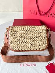 Colestore Valentino Garavani Alltime Woven Leather Shoulder Handbag Natural 23.5x18x8cm - 2