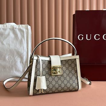 Colestore Gucci Padlock Small GG Shoulder GG Supreme White 25.5x17.5x10cm