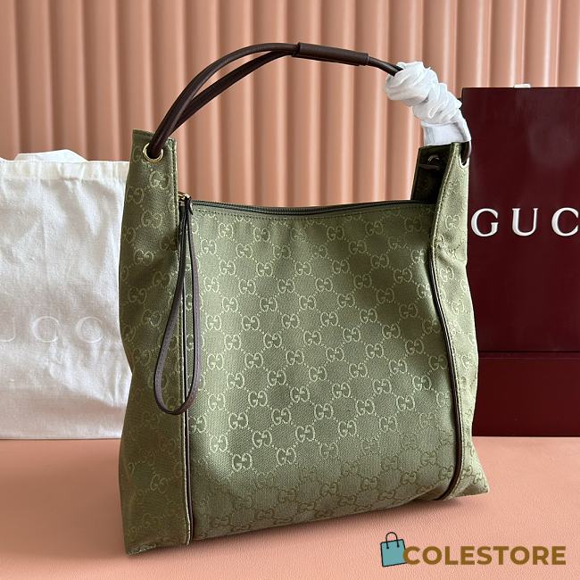 Colestore Gucci Nylon Leather Hobo Shoulder Bag Green 36x36x10cm - 1