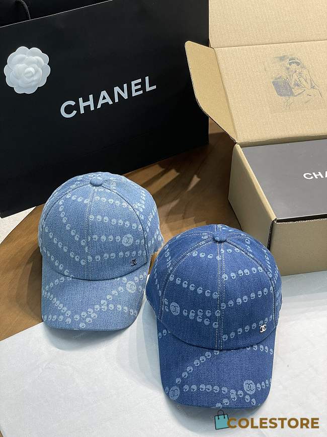 Colestore Chanel Cap Printed Washed Denim Light Blue/Blue - 1