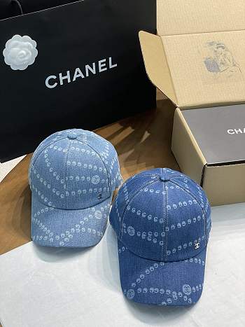 Colestore Chanel Cap Printed Washed Denim Light Blue/Blue