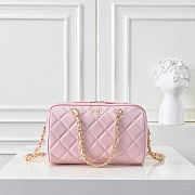 Colestore Chanel Quilted Boston Bag in Light Pink with Gold Chain 18.5x11x11cm - 1