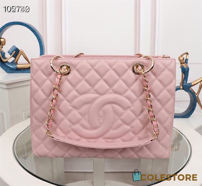 Colestore Chanel Women Shoulder bags Grand Shopping Tote Pink Leather 24x33x13cm - 1