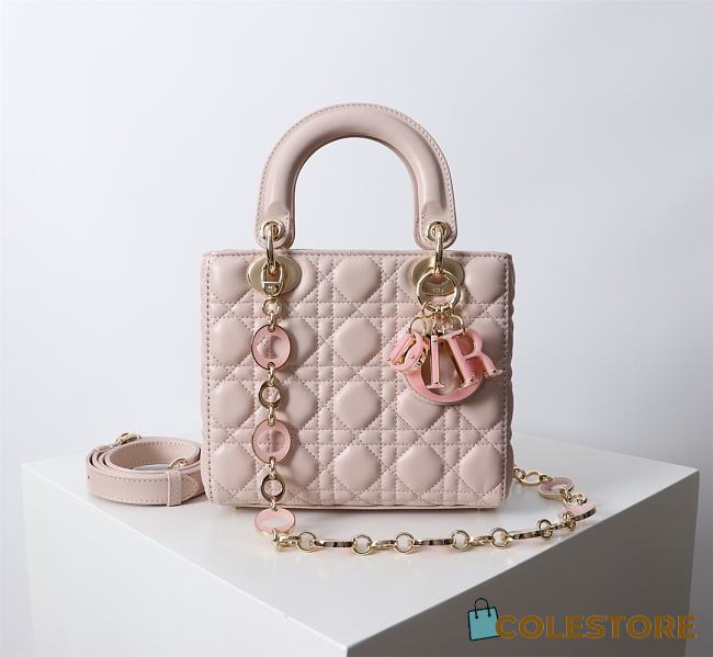 Chanel Dior Lady Dior Small Light Pink Lambskin Bag with Tortoiseshell Charms 20 x 17 x 8cm - 1