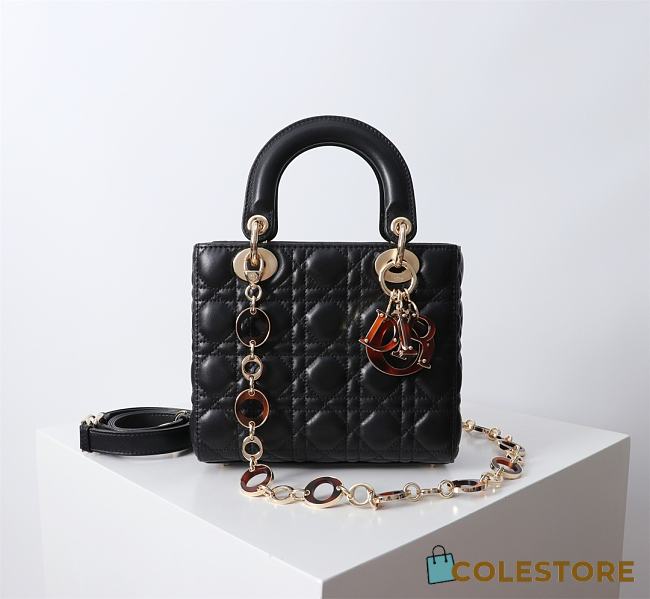 Chanel Dior Lady Dior Small Light Black Lambskin Bag with Tortoiseshell Charms 20 x 17 x 8cm - 1