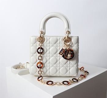 Chanel Dior Lady Dior Small White Lambskin Bag with Tortoiseshell Charms 20 x 17 x 8cm