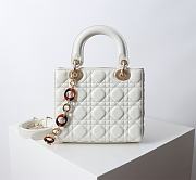 Chanel Dior Lady Dior Small White Lambskin Bag with Tortoiseshell Charms 20 x 17 x 8cm - 4