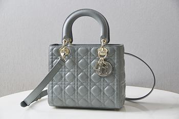 Colestore Dior Medium Lady Dior Lambskin Cannage Bag 'Gray Stone' 24x20x11cm