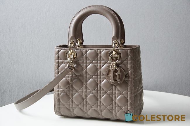 Colestore Dior Medium Lady Dior Lambskin Cannage Bag 'Brown' 24x20x11cm - 1