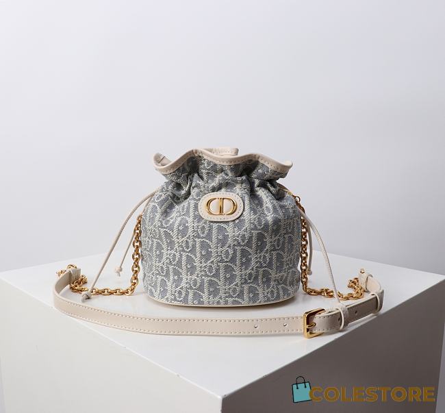 Colestore Dior 30 Montaigne Mini Bucket Bag with Drawstring Blue Dior Oblique 16 x 18.5 x 13cm - 1