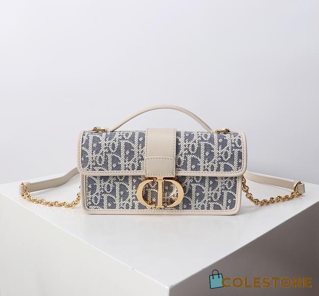 Colestore Dior 30 Montaigne Top Handle Bag Blue Dior Oblique  20×10×4cm - 1