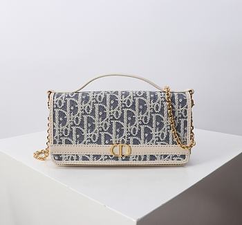 Colestore Dior 30 Montaigne Cigale Pouch with Chain Blue Dior Oblique 20.5×11×5cm
