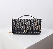 Colestore Dior 30 Montaigne Cigale Pouch with Chain Blue Dior Oblique Jacquard 20.5×11×5cm - 1