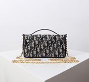 Colestore Dior 30 Montaigne Cigale Pouch with Chain Blue Dior Oblique Jacquard 20.5×11×5cm - 4